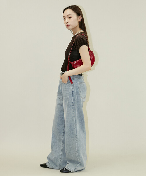 PUBLUX(パブリュクス)の「PUBLUX/パブリュクス パフスリーブ シアー フロッキー Tシャツ 限定展開(Tシャツ/カットソー・レディース・グレー/オフホワイト/ブラウン・フリ-)」の8枚目の写真