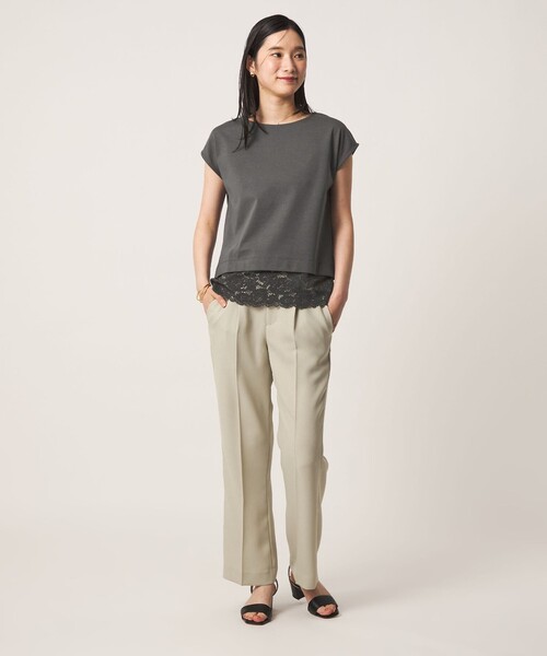 A DAY IN THE LIFE UNITED ARROWS（アデイインザライフユナイテッドアローズ）の「ポンチ×レース レイヤードカットソー  ＜A DAY IN THE LIFE＞（Tシャツ/カットソー・レディース・オフホワイト/ブラック/ダークグレー・FREE）」の7枚目の写真