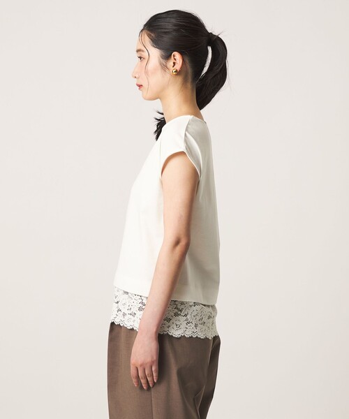 A DAY IN THE LIFE UNITED ARROWS（アデイインザライフユナイテッドアローズ）の「ポンチ×レース レイヤードカットソー  ＜A DAY IN THE LIFE＞（Tシャツ/カットソー・レディース・オフホワイト/ブラック/ダークグレー・FREE）」の9枚目の写真