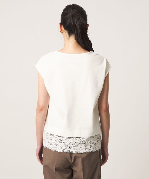 A DAY IN THE LIFE UNITED ARROWS（アデイインザライフユナイテッドアローズ）の「ポンチ×レース レイヤードカットソー  ＜A DAY IN THE LIFE＞（Tシャツ/カットソー・レディース・オフホワイト/ブラック/ダークグレー・FREE）」の10枚目の写真