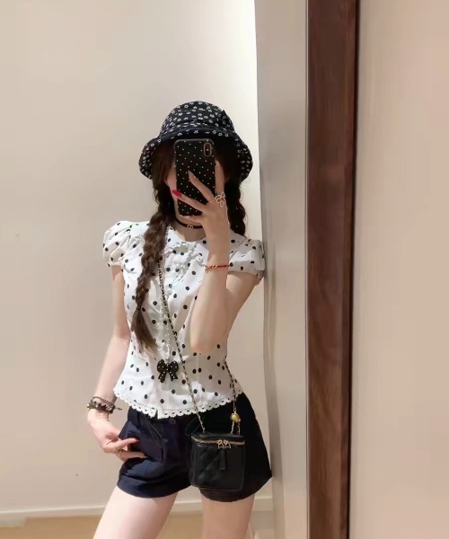 UP START(アップスタート)の「【LAMPOON】ドットレースブラウス(シャツ/ブラウス・レディース・ホワイト・LARGE/MEDIUM/SMALL)」の6枚目の写真