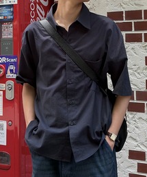 【Chikashitsu +】bio wash cropped half sleeve shirt (3color) / 【チカシツプラス】ウォッシュドクロップド半袖シャツ