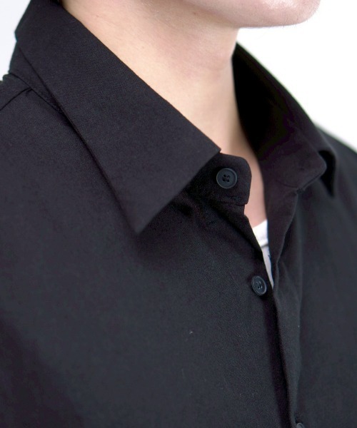 Chikashitsu +（チカシツプラス）の「【Chikashitsu +】bio wash cropped half sleeve shirt (3color) / 【チカシツプラス】ウォッシュドクロップド半袖シャツ（シャツ/ブラウス・メンズ・ブラック/クリーム/ネイビー・ONE SIZE）」の18枚目の写真