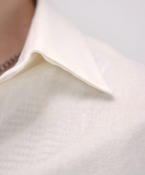 Chikashitsu +（チカシツプラス）の「【Chikashitsu +】bio wash cropped half sleeve shirt (3color) / 【チカシツプラス】ウォッシュドクロップド半袖シャツ（シャツ/ブラウス・メンズ・ブラック/クリーム/ネイビー・ONE SIZE）」の8枚目の写真