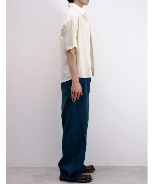 Chikashitsu +（チカシツプラス）の「【Chikashitsu +】bio wash cropped half sleeve shirt (3color) / 【チカシツプラス】ウォッシュドクロップド半袖シャツ（シャツ/ブラウス・メンズ・ブラック/クリーム/ネイビー・ONE SIZE）」の5枚目の写真