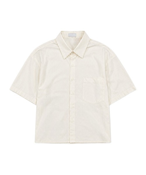 Chikashitsu +（チカシツプラス）の「【Chikashitsu +】bio wash cropped half sleeve shirt (3color) / 【チカシツプラス】ウォッシュドクロップド半袖シャツ（シャツ/ブラウス・メンズ・ブラック/クリーム/ネイビー・ONE SIZE）」の9枚目の写真