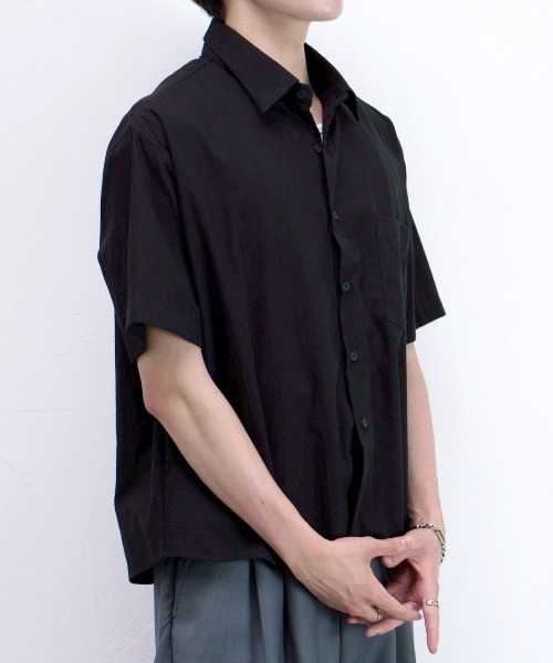 Chikashitsu +（チカシツプラス）の「【Chikashitsu +】bio wash cropped half sleeve shirt (3color) / 【チカシツプラス】ウォッシュドクロップド半袖シャツ（シャツ/ブラウス・メンズ・ブラック/クリーム/ネイビー・ONE SIZE）」の15枚目の写真