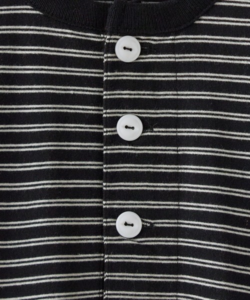 Healthknit(ヘルスニット)の「Healthknit/ヘルスニット Classic Border Jersey Wide Henley S/S クラシックボーダー ワイド ヘンリーネック 半袖 Tシャツ 抗菌防臭 オーバーサイズ メンズ 2026年 夏 夏服(Tシャツ/カットソー・メンズ・ブラック/パープル/グリーン・M/L/XL)」の5枚目の写真