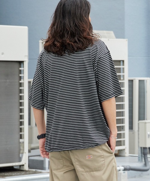 Healthknit(ヘルスニット)の「Healthknit/ヘルスニット Classic Border Jersey Wide Henley S/S クラシックボーダー ワイド ヘンリーネック 半袖 Tシャツ 抗菌防臭 オーバーサイズ メンズ 2026年 夏 夏服(Tシャツ/カットソー・メンズ・ブラック/パープル/グリーン・M/L/XL)」の15枚目の写真