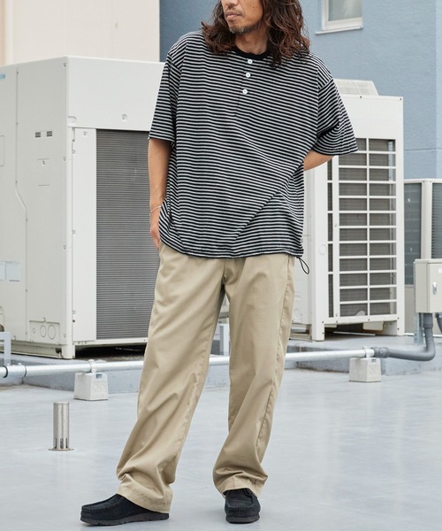 Healthknit(ヘルスニット)の「Healthknit/ヘルスニット Classic Border Jersey Wide Henley S/S クラシックボーダー ワイド ヘンリーネック 半袖 Tシャツ 抗菌防臭 オーバーサイズ メンズ 2026年 夏 夏服(Tシャツ/カットソー・メンズ・ブラック/パープル/グリーン・M/L/XL)」の16枚目の写真