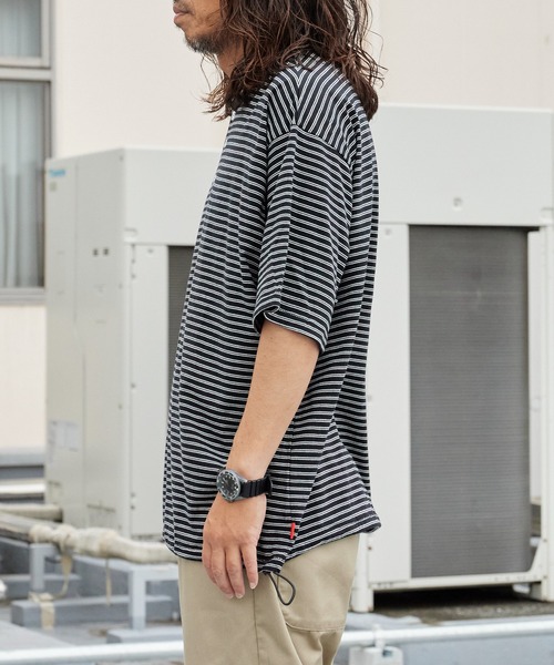 Healthknit(ヘルスニット)の「Healthknit/ヘルスニット Classic Border Jersey Wide Henley S/S クラシックボーダー ワイド ヘンリーネック 半袖 Tシャツ 抗菌防臭 オーバーサイズ メンズ 2026年 夏 夏服(Tシャツ/カットソー・メンズ・ブラック/パープル/グリーン・M/L/XL)」の10枚目の写真
