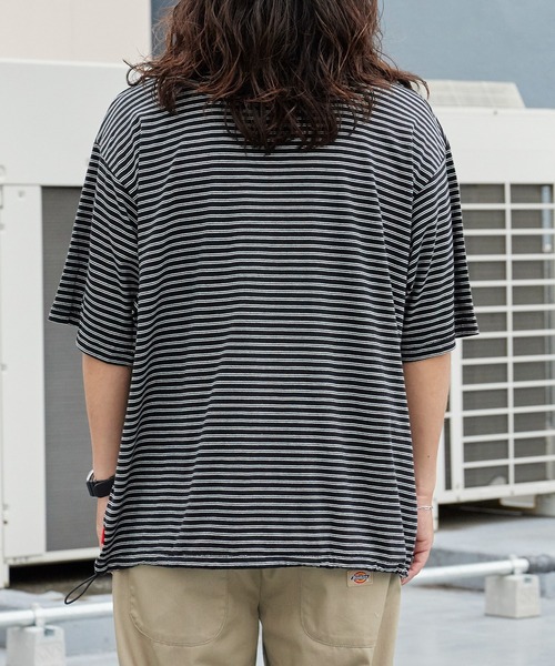 Healthknit(ヘルスニット)の「Healthknit/ヘルスニット Classic Border Jersey Wide Henley S/S クラシックボーダー ワイド ヘンリーネック 半袖 Tシャツ 抗菌防臭 オーバーサイズ メンズ 2026年 夏 夏服(Tシャツ/カットソー・メンズ・ブラック/パープル/グリーン・M/L/XL)」の11枚目の写真