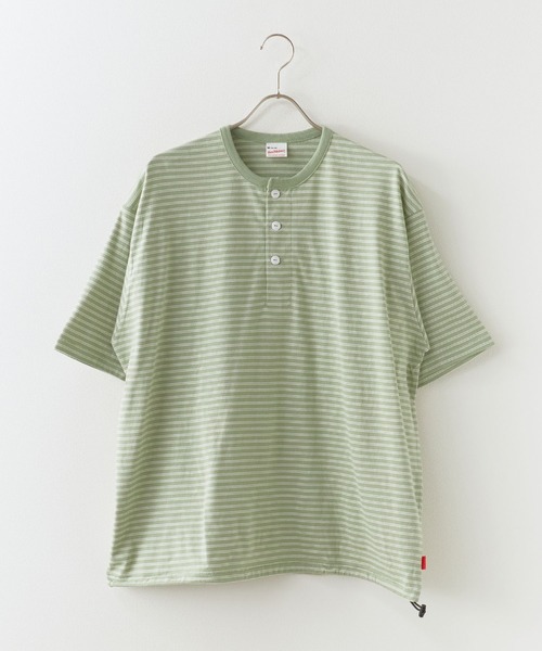 Healthknit(ヘルスニット)の「Healthknit/ヘルスニット Classic Border Jersey Wide Henley S/S クラシックボーダー ワイド ヘンリーネック 半袖 Tシャツ 抗菌防臭 オーバーサイズ メンズ 2026年 夏 夏服(Tシャツ/カットソー・メンズ・ブラック/パープル/グリーン・M/L/XL)」の19枚目の写真