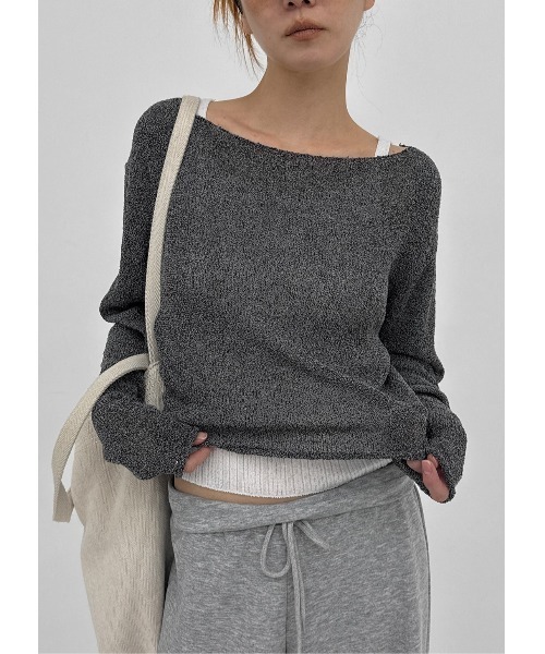 BLACKUP（ブラックアップ）の「[MADE] クールサマーボカシボートネックニット（ニット/セーター・レディース・ベージュ/ブラック・FREE）」の13枚目の写真