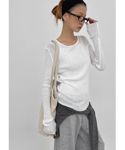 BLACKUP（ブラックアップ）の「[MADE] クールサマーボカシボートネックニット（ニット/セーター・レディース・ベージュ/ブラック・FREE）」の20枚目の写真