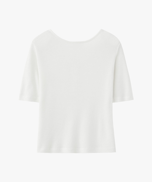 SUARE WOMEN(スアレウーマン)の「(ウィメンズ)ウールワッフルツーウェイハーフスリーブホワイト(Tシャツ/カットソー・レディース・ホワイト・SMALL/MEDIUM)」の3枚目の写真