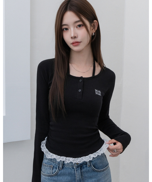 muahmuah（ムーアムーア）の「レース配色ホルターネックTシャツ[ブラック]（Tシャツ/カットソー・レディース・ブラック・FREE）」の8枚目の写真