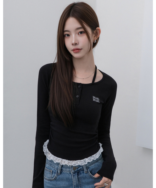muahmuah（ムーアムーア）の「レース配色ホルターネックTシャツ[ブラック]（Tシャツ/カットソー・レディース・ブラック・FREE）」の10枚目の写真