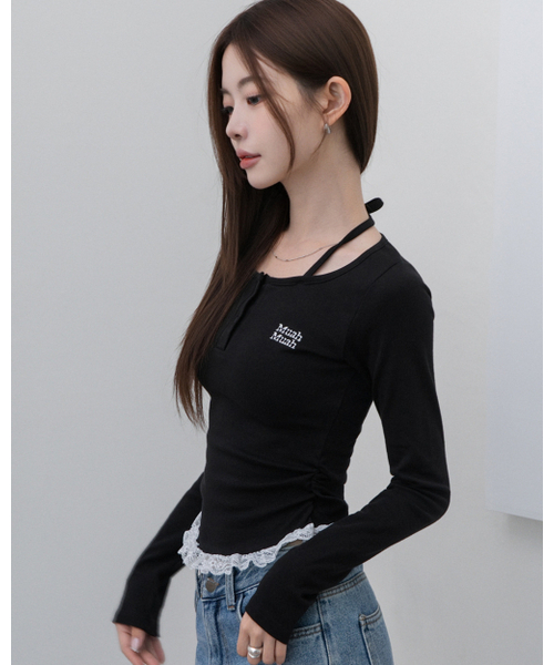 muahmuah（ムーアムーア）の「レース配色ホルターネックTシャツ[ブラック]（Tシャツ/カットソー・レディース・ブラック・FREE）」の12枚目の写真