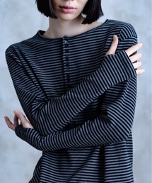 TAMYU - Morse Button Border Long-Sleeve / モールスボタンボーダーロンT