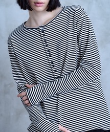TAMYU - Morse Button Border Long-Sleeve / モールスボタンボーダーロンT