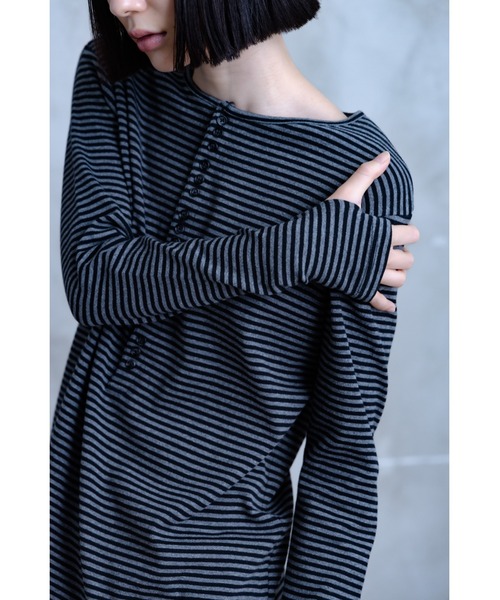 TAMYU(タミュー)の「TAMYU - Morse Button Border Long-Sleeve / モールスボタンボーダーロンT(Tシャツ/カットソー・メンズ・グレー/ホワイト・FREE/SMALL)」の21枚目の写真
