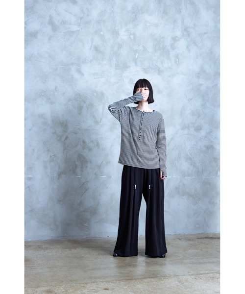 TAMYU(タミュー)の「TAMYU - Morse Button Border Long-Sleeve / モールスボタンボーダーロンT(Tシャツ/カットソー・メンズ・グレー/ホワイト・FREE/SMALL)」の16枚目の写真