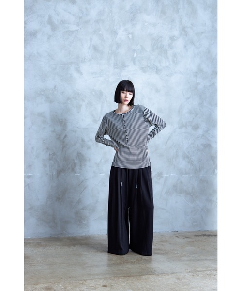 TAMYU(タミュー)の「TAMYU - Morse Button Border Long-Sleeve / モールスボタンボーダーロンT(Tシャツ/カットソー・メンズ・グレー/ホワイト・FREE/SMALL)」の18枚目の写真