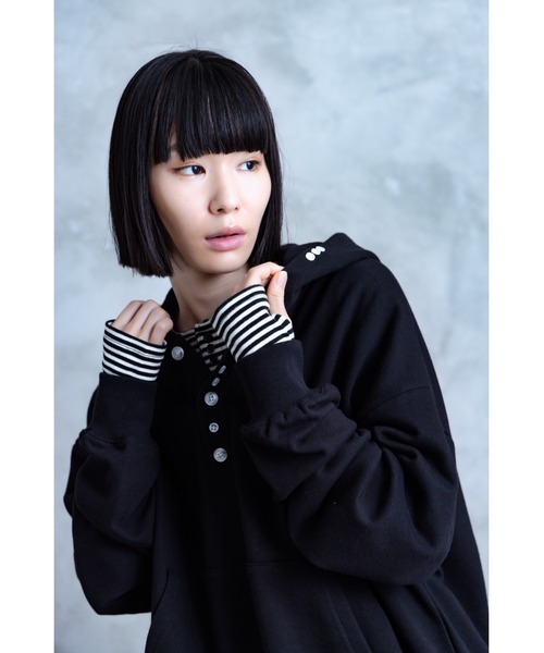TAMYU(タミュー)の「TAMYU - Morse Button Border Long-Sleeve / モールスボタンボーダーロンT(Tシャツ/カットソー・メンズ・グレー/ホワイト・FREE/SMALL)」の14枚目の写真