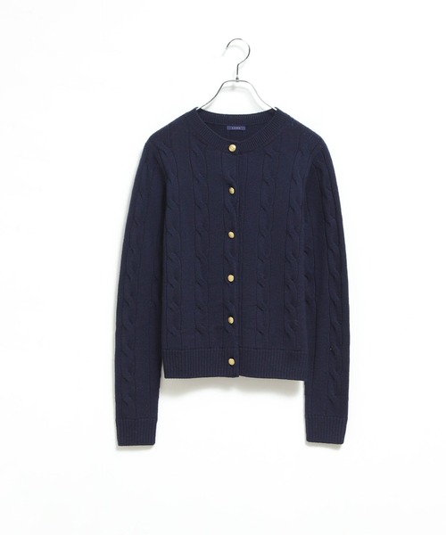 LENO（リノ）の「「LENO / リノ」CABLE PATTERN CREW CARDIGAN（ニット/セーター・レディース・モカ/グレー/ネイビー/オフホワイト/レッド・1）」の4枚目の写真