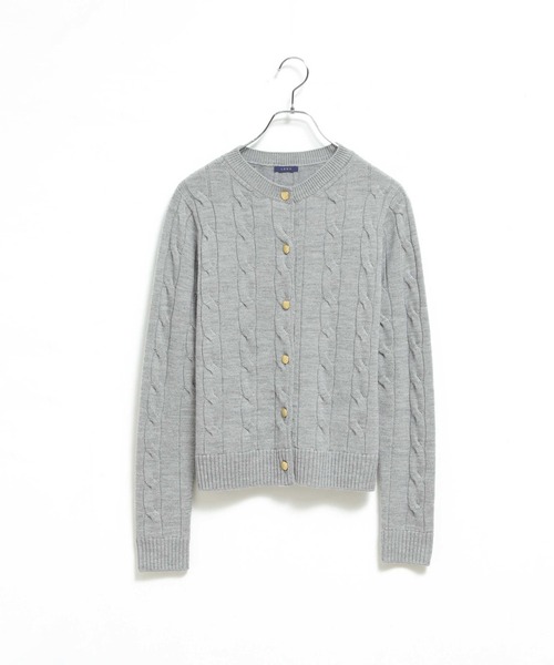 LENO（リノ）の「「LENO / リノ」CABLE PATTERN CREW CARDIGAN（ニット/セーター・レディース・モカ/グレー/ネイビー/オフホワイト/レッド・1）」の6枚目の写真