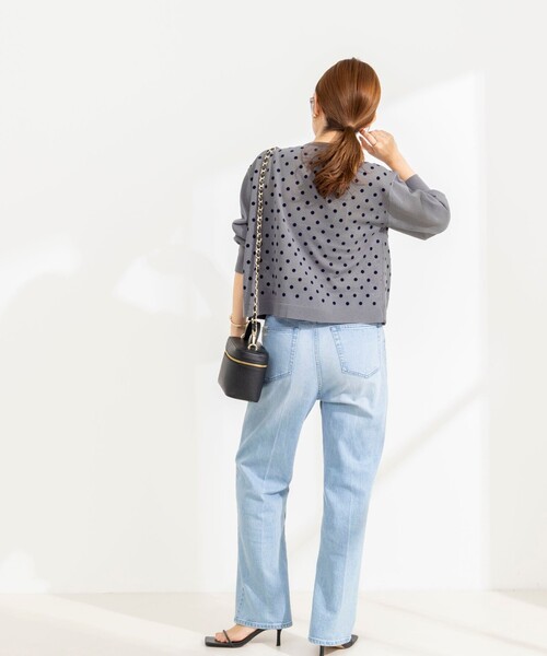 NOLLEY’S(ノーリーズ)の「《手洗い可能》フロッキードットプリントクルーネックカーディガン(カーディガン/ボレロ・レディース・ダークブラウン/グレー/ブラック・38)」の6枚目の写真