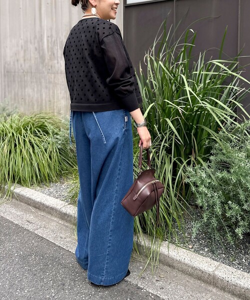 NOLLEY’S(ノーリーズ)の「《手洗い可能》フロッキードットプリントクルーネックカーディガン(カーディガン/ボレロ・レディース・ダークブラウン/グレー/ブラック・38)」の17枚目の写真