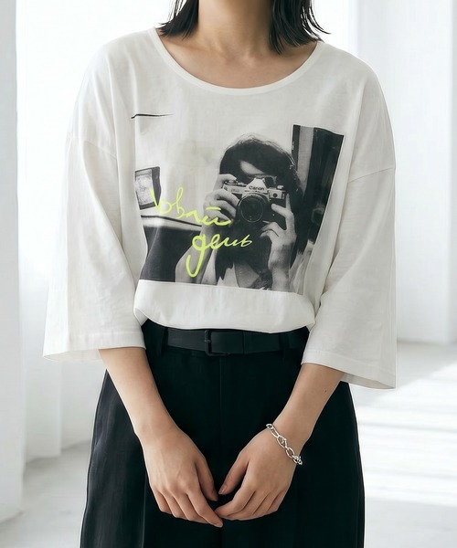 itto...(イット)の「フォトプリントプルオーバー半袖Tシャツ(Tシャツ/カットソー・レディース・ホワイト/ブラック・M~L)」の5枚目の写真