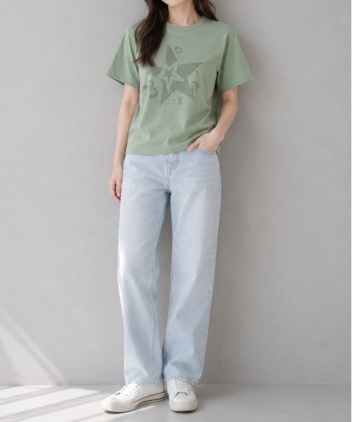 ＆soiree（アンドソワレ）の「【シルエット選べる2サイズ】クロスステッチ風Tシャツ（Tシャツ/カットソー・レディース・アッシュ/セージグリーン/ホワイト・FREE/MEDIUM）」の9枚目の写真