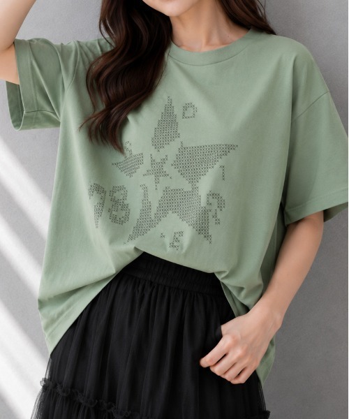 ＆soiree（アンドソワレ）の「【シルエット選べる2サイズ】クロスステッチ風Tシャツ（Tシャツ/カットソー・レディース・アッシュ/セージグリーン/ホワイト・FREE/MEDIUM）」の10枚目の写真