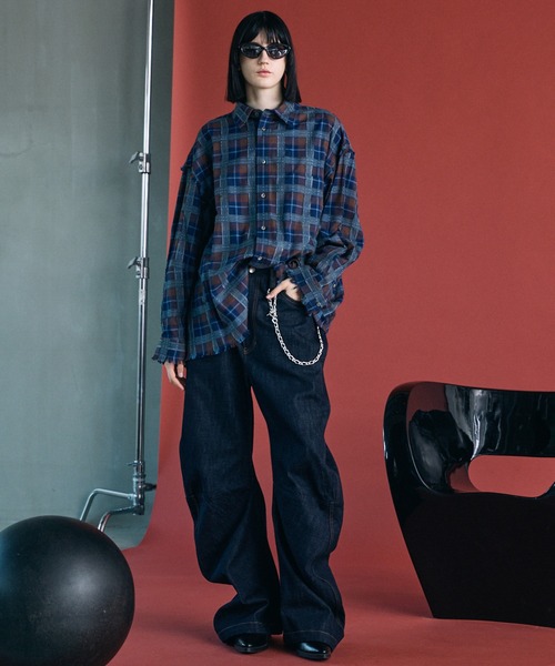 MAISON SPECIAL（メゾンスペシャル）の「《UNISEX》Banana Curve Silhouette Prime-Wide Denim Pants/バナナカーブシルエットプライムワイドデニムパンツ【MAISON SPECIAL/メゾンスペシャル】■セットアップ対応■（デニムパンツ・メンズ・ネイビー/ブラック・1/0/2）」の7枚目の写真