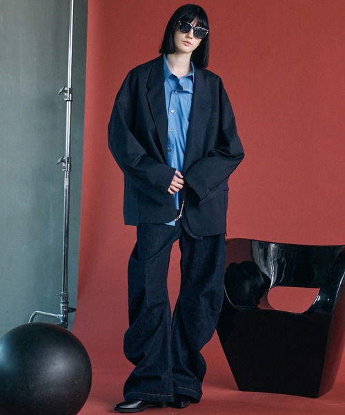 MAISON SPECIAL（メゾンスペシャル）の「《UNISEX》Banana Curve Silhouette Prime-Wide Denim Pants/バナナカーブシルエットプライムワイドデニムパンツ【MAISON SPECIAL/メゾンスペシャル】■セットアップ対応■（デニムパンツ・メンズ・ネイビー/ブラック・1/0/2）」の6枚目の写真