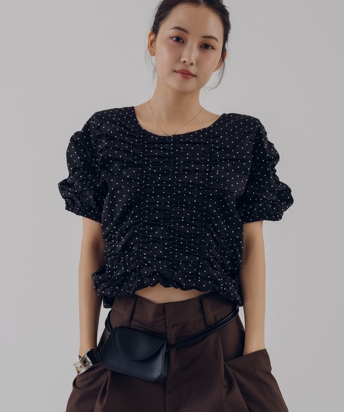 MUHET(ミュエータ)の「assorted shirring gather blouse / アソートシャーリングギャザーブラウス(シャツ/ブラウス・レディース・ブラック/ブルー・FREE)」の6枚目の写真