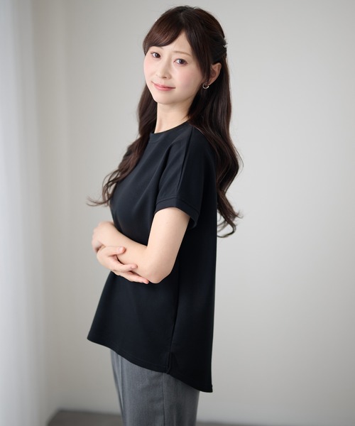 DAYRA(デイラ)の「ソリッドカラー クルーネック 半袖 ラウンドヘム トップス(Tシャツ/カットソー・レディース・ライトグレー/ダークグレー/ホワイト/ブラック・FREE)」の6枚目の写真