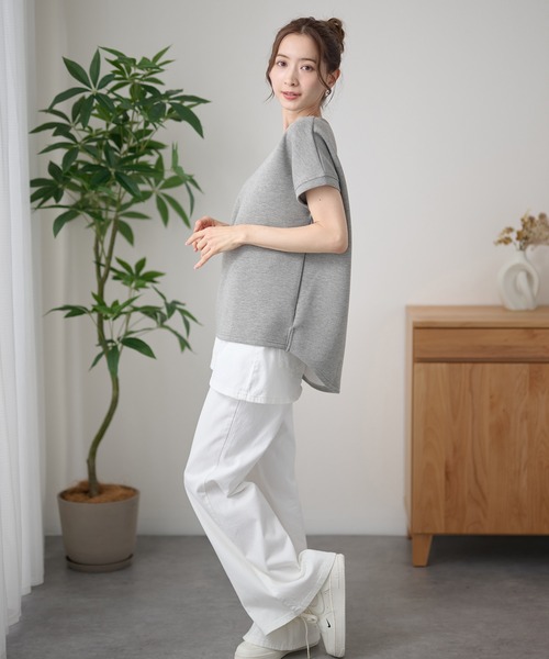 DAYRA(デイラ)の「ソリッドカラー クルーネック 半袖 ラウンドヘム トップス(Tシャツ/カットソー・レディース・ライトグレー/ダークグレー/ホワイト/ブラック・FREE)」の10枚目の写真