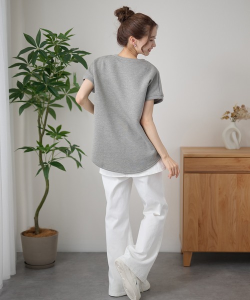 DAYRA(デイラ)の「ソリッドカラー クルーネック 半袖 ラウンドヘム トップス(Tシャツ/カットソー・レディース・ライトグレー/ダークグレー/ホワイト/ブラック・FREE)」の14枚目の写真