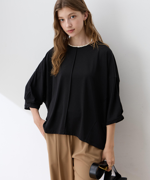 LE SOUK HOLIDAY(ルスークホリデー)の「リネンライクスラブドルマンスリーブプルオーバー【接触冷感・UVカット】(Tシャツ/カットソー・レディース・ブラック/ブラウン・M/L)」の9枚目の写真