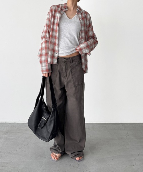 CANAL JEAN(キャナルジーン)の「El mar チェックオーバーシャツ(シャツ/ブラウス・レディース・オレンジ・ONE SIZE)」の6枚目の写真