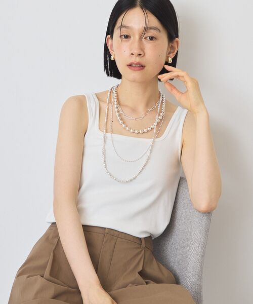 AMERICAN HOLIC(アメリカンホリック)の「【吸放湿】スクエアネックタンクトップ(インナーウェア/肌着・レディース・ブラック/オフホワイト/マルチ/ライトイエロー・M/L)」の2枚目の写真