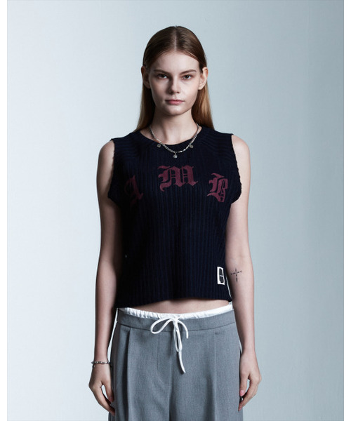 AAMBITION(アアンビション)の「AMBロゴスリーブレス(ネイビー)(Tシャツ/カットソー・レディース・その他・FREE)」の1枚目の写真