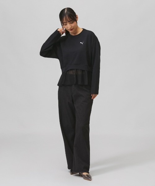 PUMA(プーマ)の「プーマ PUMA ESS ELEVATED MX レイヤード プルオーバー(Tシャツ/カットソー・レディース・パープル/ブラック・S/M/L/XL)」の5枚目の写真
