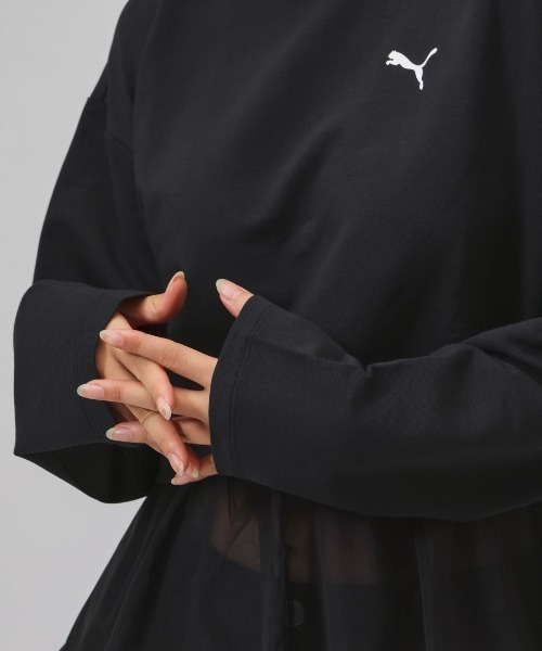 PUMA(プーマ)の「プーマ PUMA ESS ELEVATED MX レイヤード プルオーバー(Tシャツ/カットソー・レディース・パープル/ブラック・S/M/L/XL)」の8枚目の写真