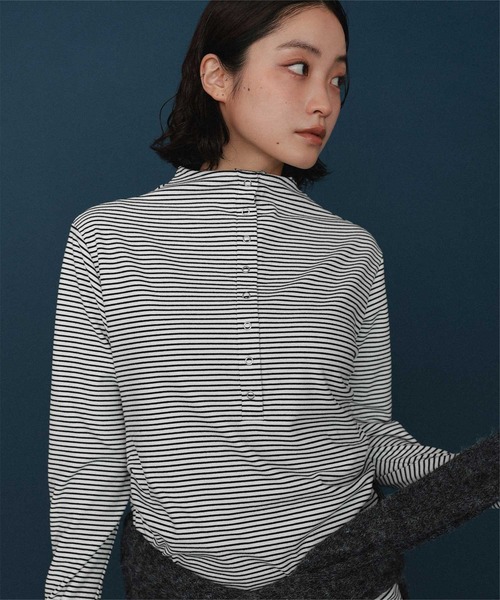 miette(ミエット)の「起毛プチハイネックヘンリートップス(Tシャツ/カットソー・レディース・ホワイト/グレー/チャコール/ブラック・FREE)」の2枚目の写真