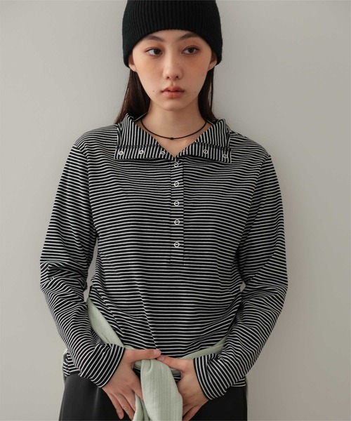 miette(ミエット)の「起毛プチハイネックヘンリートップス(Tシャツ/カットソー・レディース・ホワイト/グレー/チャコール/ブラック・FREE)」の3枚目の写真